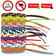 Bonison Leather Braid Mosquito and Insect Repellent Bracelets, 12 Pack